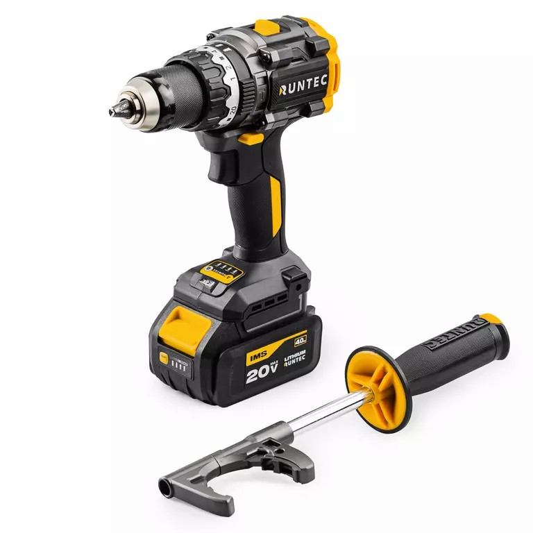 Дрель-шуруповерт ударная аккумуляторная RUNTEC PRO 13 мм, 20В, 2*4Ач, 160Нм