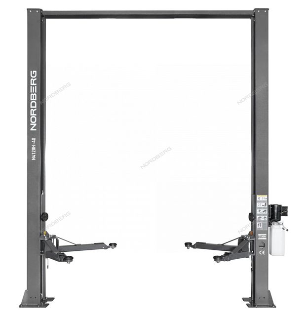 Подъемник двухстоечный 4 т, верхняя синхронизация, H=3,6 м, 380 В, серый NORDBERG Подъемник двухстоечный 4 т, верхняя синхронизация, H=3,6 м, 380 В, серый NORDBERG